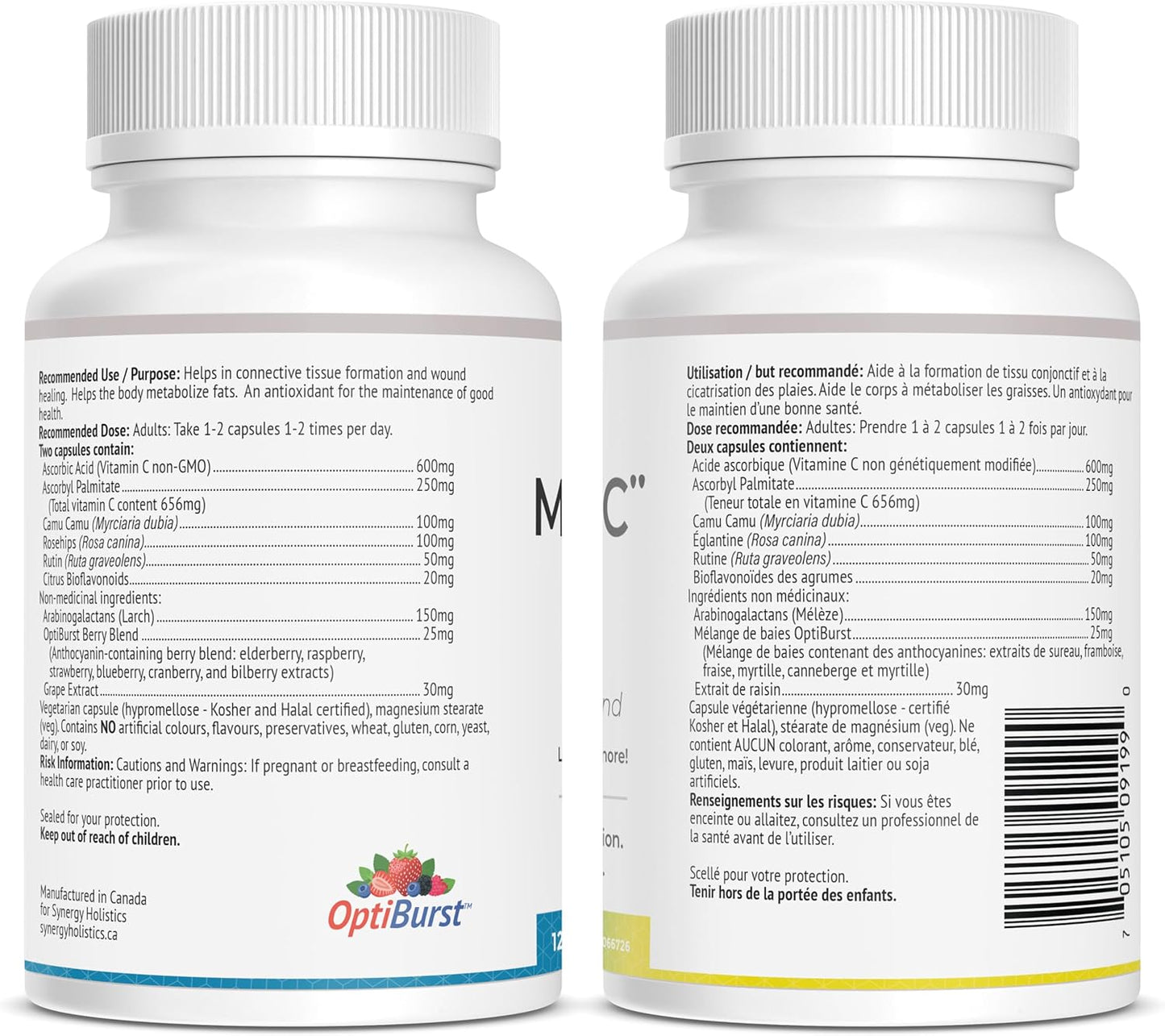 Two supplement bottles labeled More Than C Synergy with nutritional information on a white background.